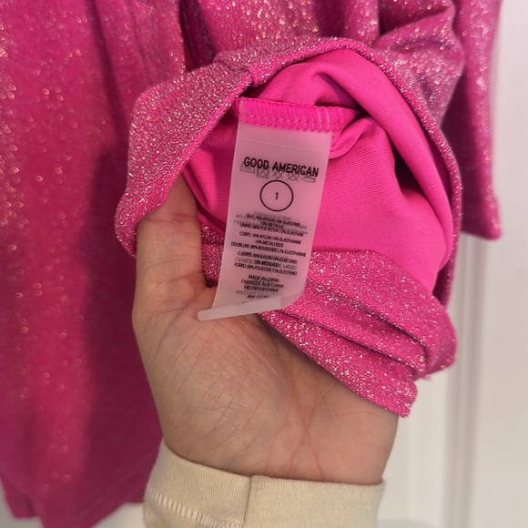 NWOT Good American Sparkle Metallic Ruched Long Sleeve Mini Dress Small 1 - Picture 3 of 3